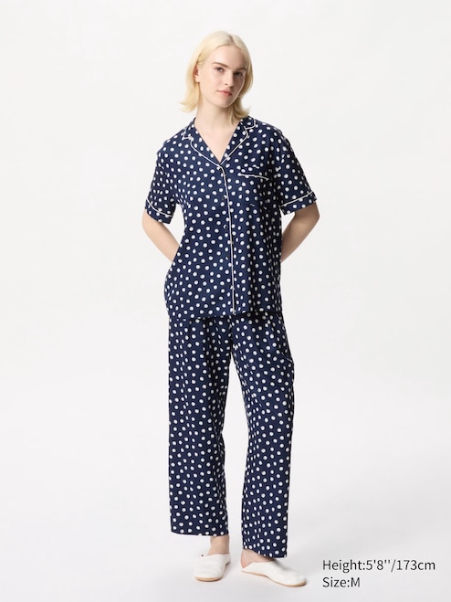 WOMEN'S SATIN PAJAMAS SHORT SLEEVE DOT UNIQLO MY