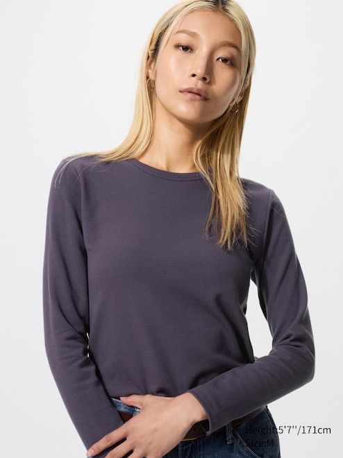 WOMEN'S HEATTECH EXTRA WARM COTTON CREW NECK T-SHIRT UNIQLO MY