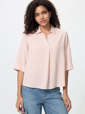 Rayon Skipper Collar Blouse | 3/4 Sleeve