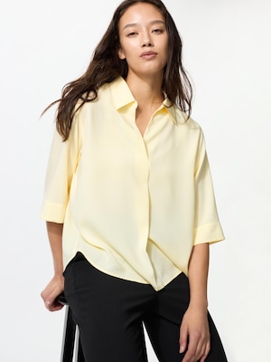 Rayon Skipper Collar Blouse | 3/4 Sleeve