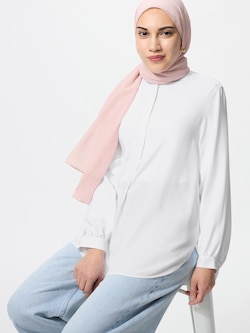 Rayon Band Collar Tunic | Long Sleeve