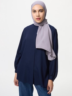 Rayon Band Collar Tunic | Long Sleeve