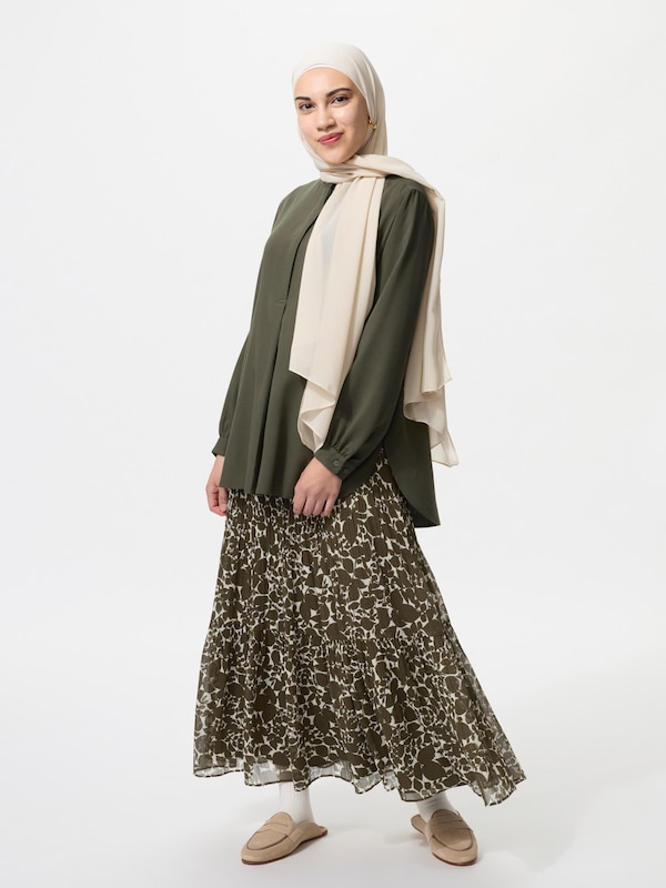 Rayon Band Collar Tunic | Long Sleeve