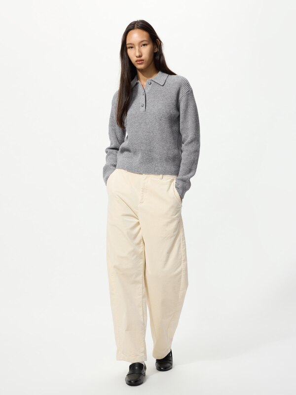 Wool Blend Polo Sweater