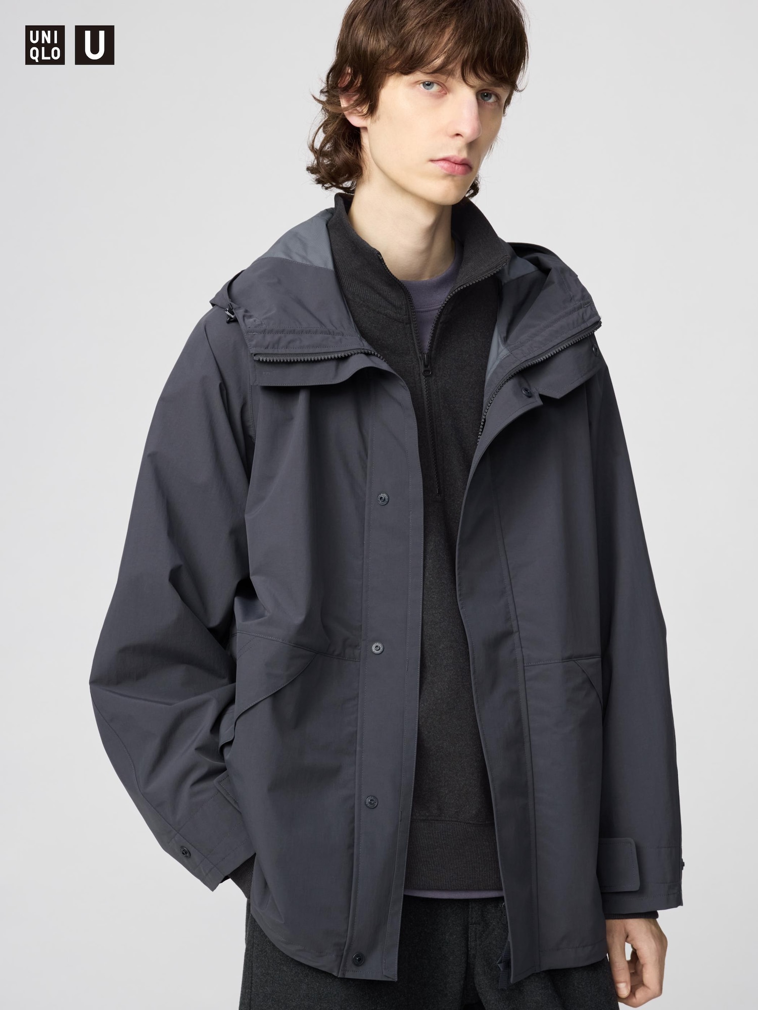 UNIQLO U ブロックテックユーティリティパーカ L ダークグレー Men's BLOCKTECH Utility Parka | UNIQLO MY