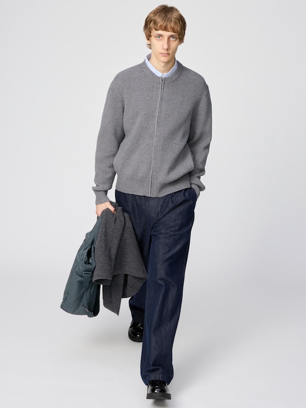 Crew Neck Full Zip Cardigan