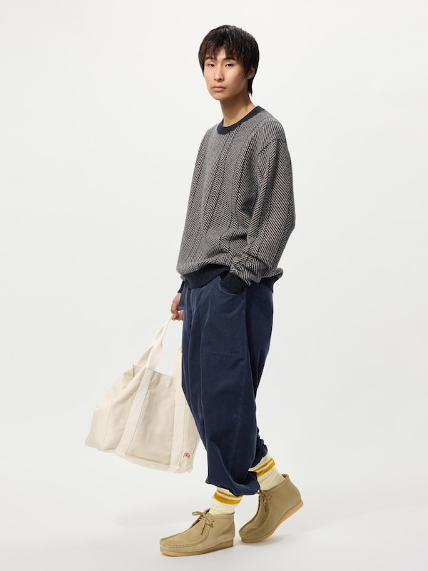 Lambswool Herringbone Crew Neck Sweater