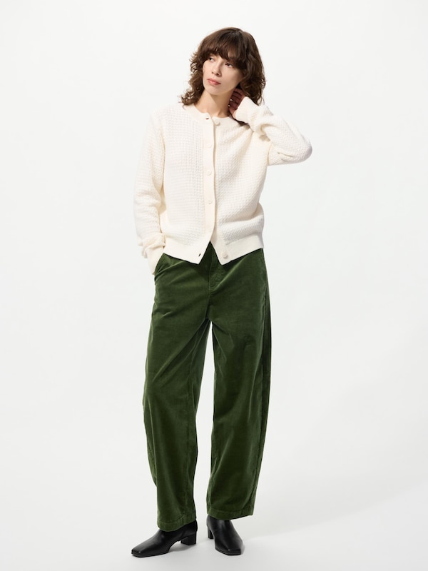 Wool Blend Crew Neck Cardigan