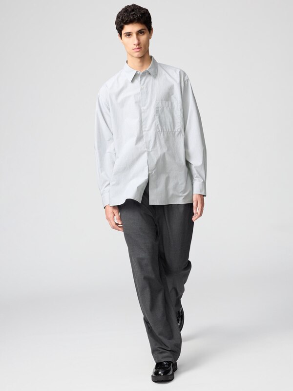 Broadcloth Oversized Shirt | Long Sleeve | Stripe