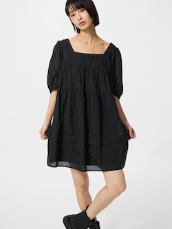 Cotton Dobby Mini Dress | Short Sleeve