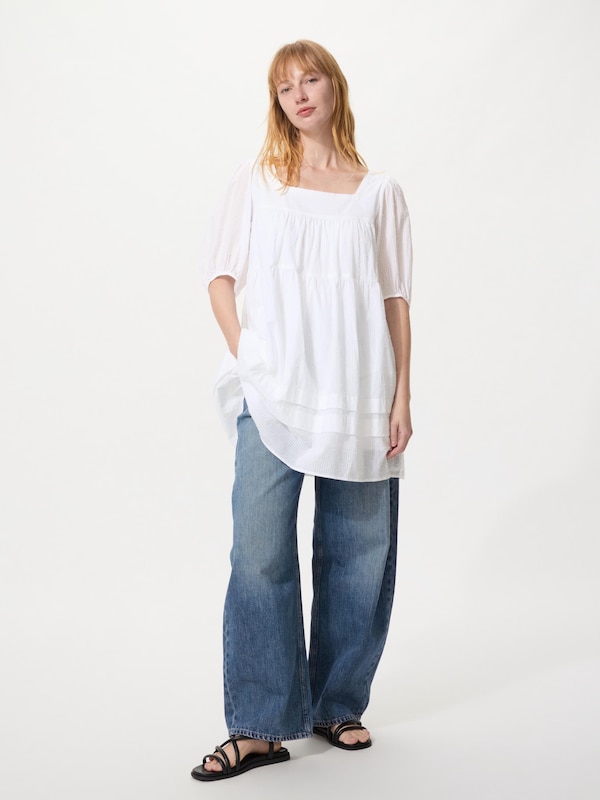 Cotton Dobby Mini Dress | Short Sleeve