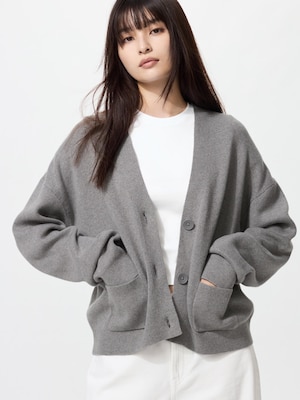 Smooth Cotton V Neck Short Cardigan
