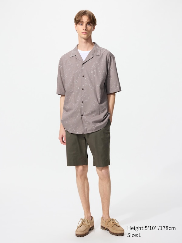 Modal Cotton Open Collar Shirt | Short Sleeve | Print