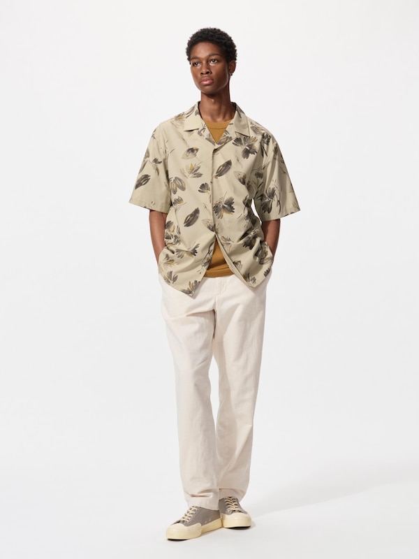 Modal Cotton Open Collar Shirt | Short Sleeve | Print