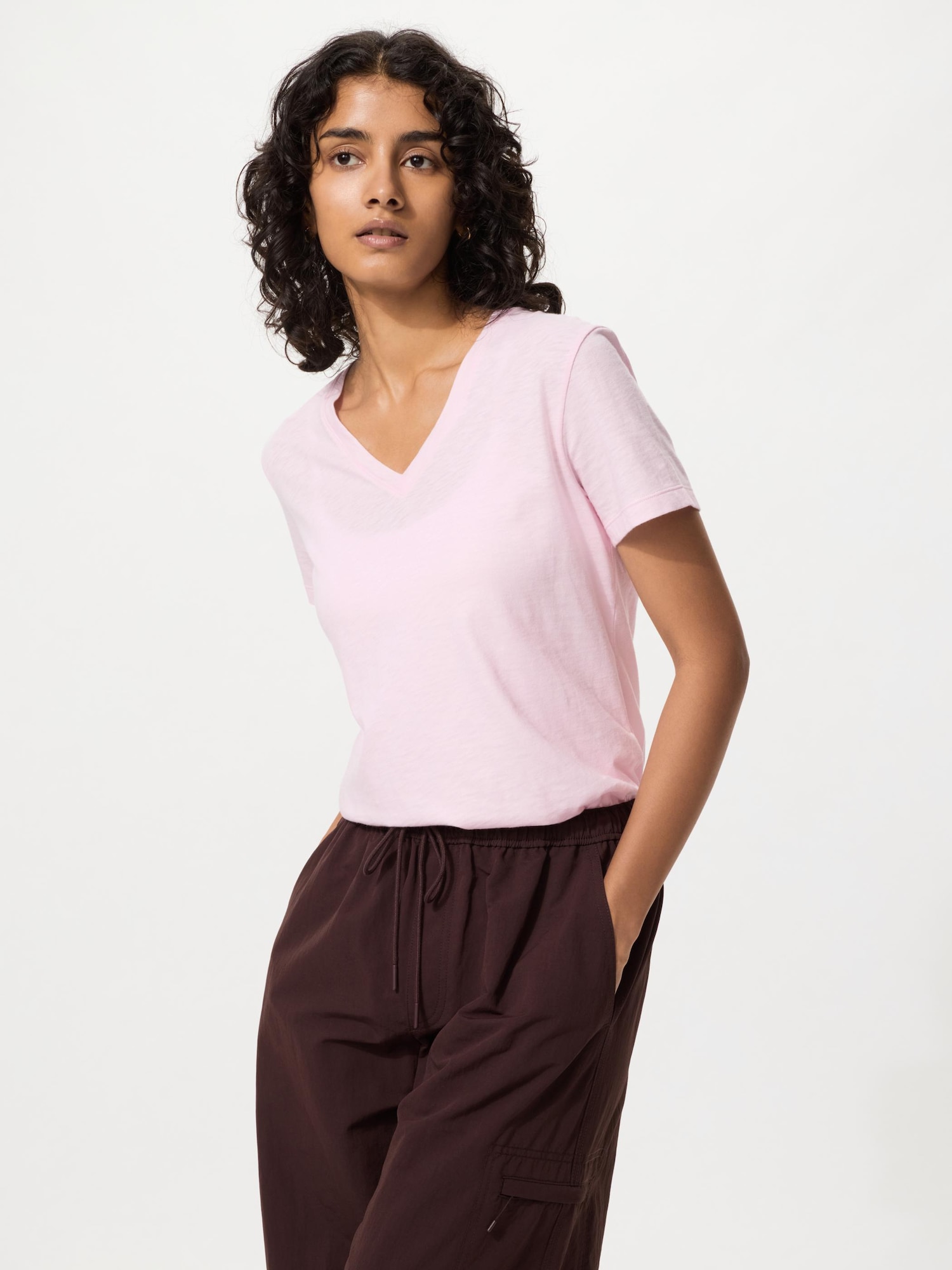 Slub Jersey V Neck T-shirt
