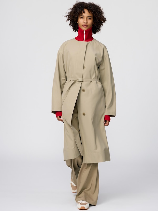 Collarless Long Coat