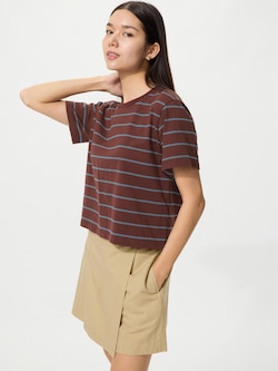 Washed Cotton Boxy T-shirt | Short Sleeve | Stripe