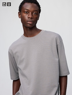 AIRism Cotton Oversized Crew Neck Striped T-Shirt | Half Sleeve