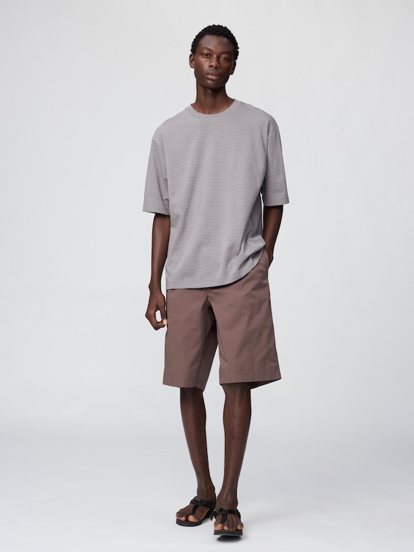 AIRism Cotton Oversized Crew Neck Striped T-Shirt | Half Sleeve