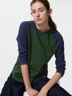 Slub Cotton Raglan T-shirt | Long Sleeve | Colour Block