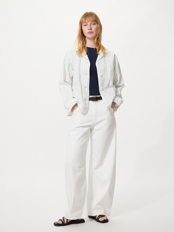 Linen Blend Coverall | Stripe