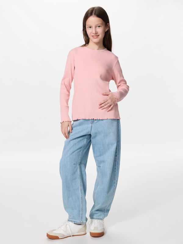 GIRLS Ribbed Crew Neck T-Shirt | Long Sleeve