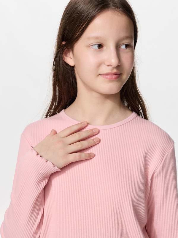 GIRLS Ribbed Crew Neck T-Shirt | Long Sleeve