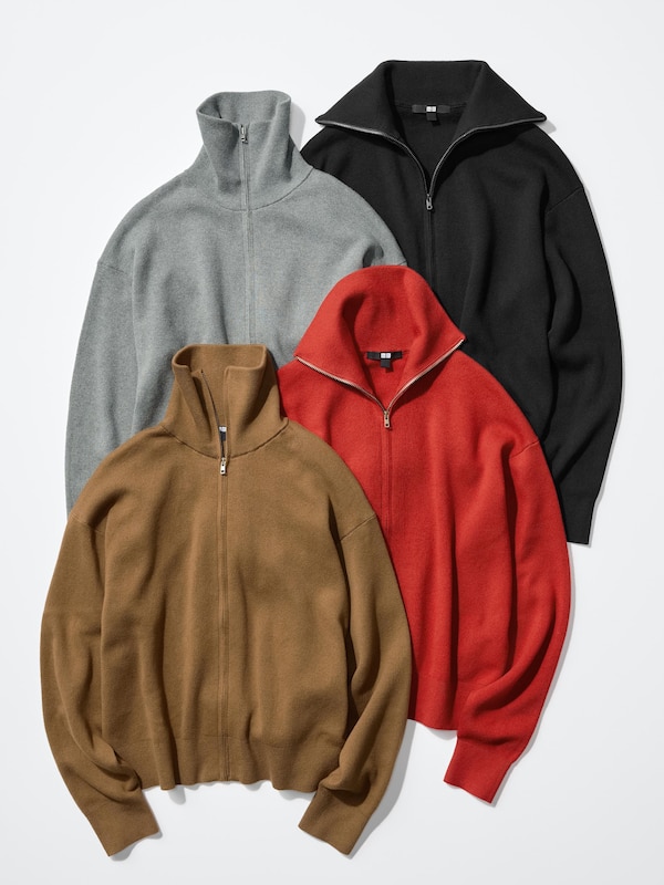 Smooth Cotton Full Zip Cardigan