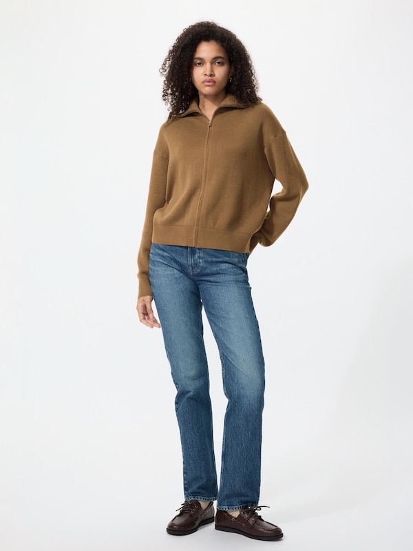 Smooth Cotton Full Zip Cardigan