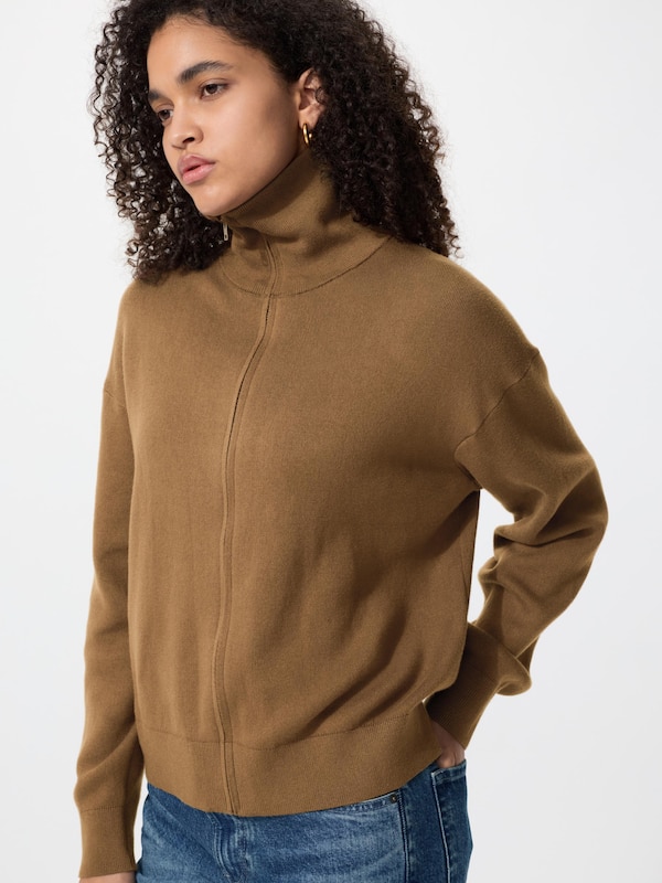 Smooth Cotton Full Zip Cardigan