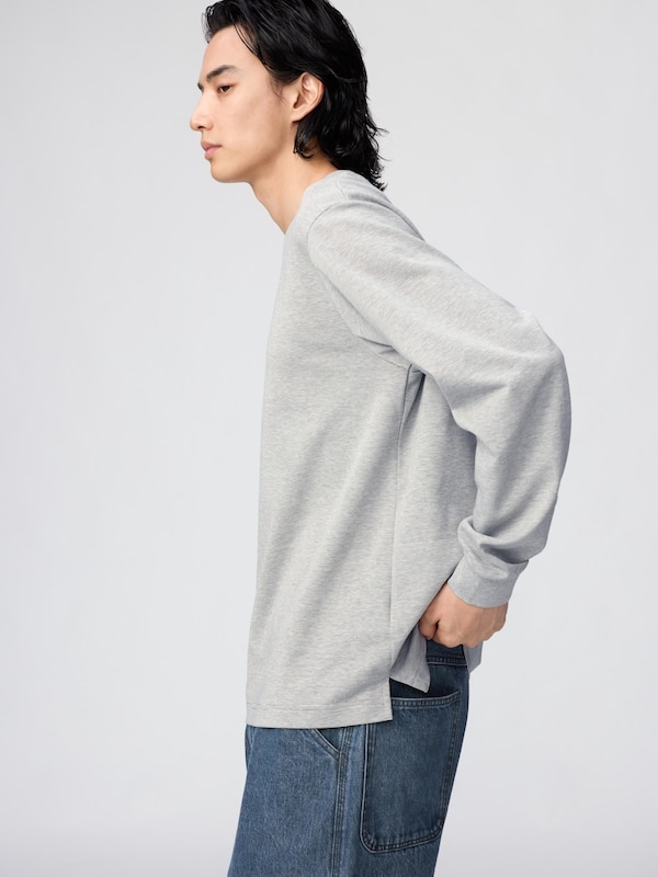 AIRism Cotton Crew Neck T-shirt | Long Sleeve | Stripe