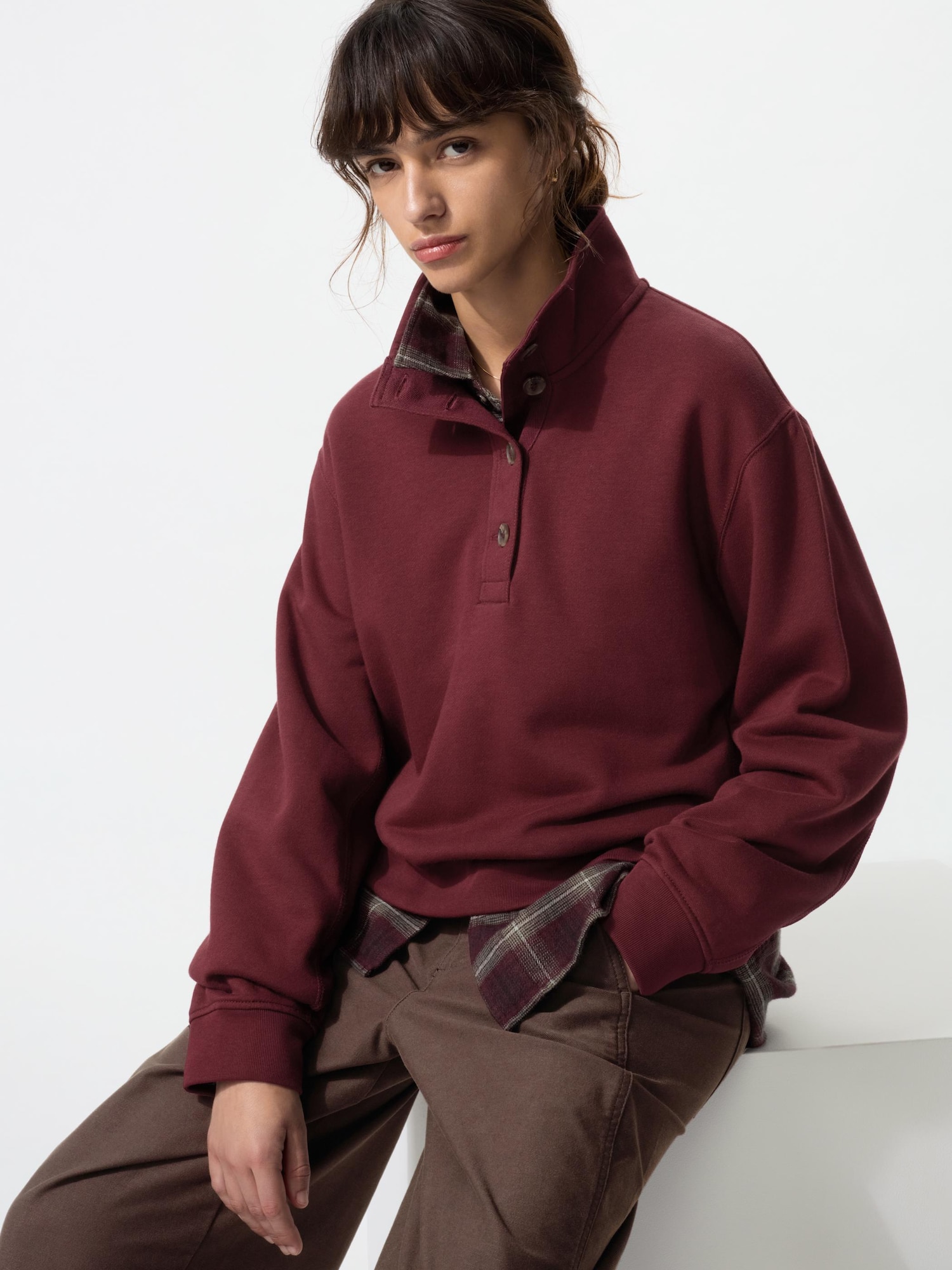 Button Up Sweat Pullover
