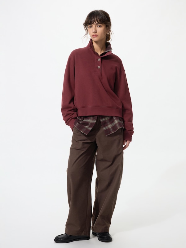 Button Up Sweat Pullover