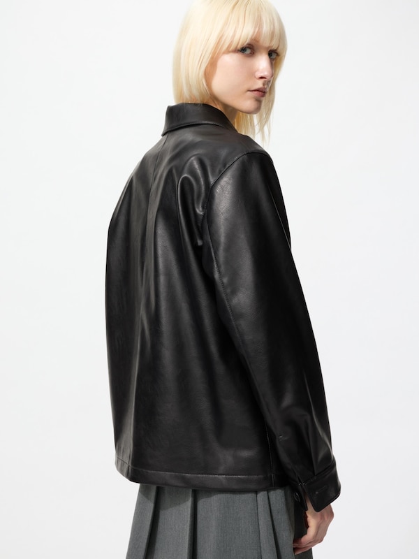 Coated Relaxed Shirt Jacket