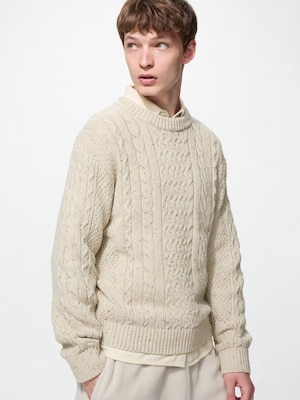 Low Gauge Cable Crew Neck Sweater