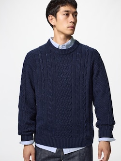 Low Gauge Cable Crew Neck Sweater