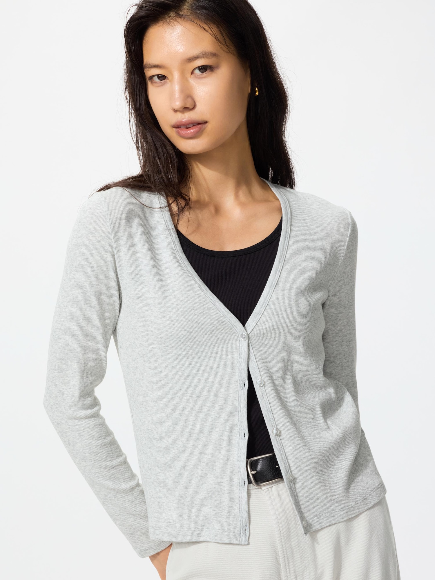 Ribbed V Neck Cardigan