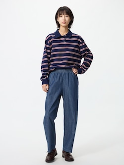 Cotton Relaxed Ankle Pants | Denim