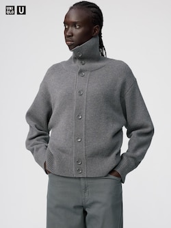 Lambswool Stand Collar Cardigan