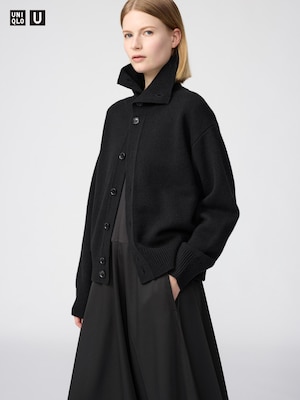 Lambswool Stand Collar Cardigan