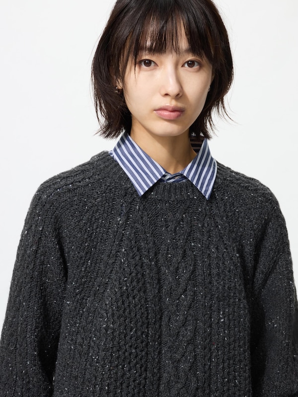 Low Gauge Cable Crew Neck Sweater