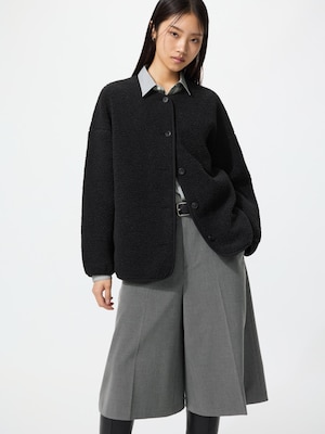 Pile Lined Fleece Relaxed Cardigan
