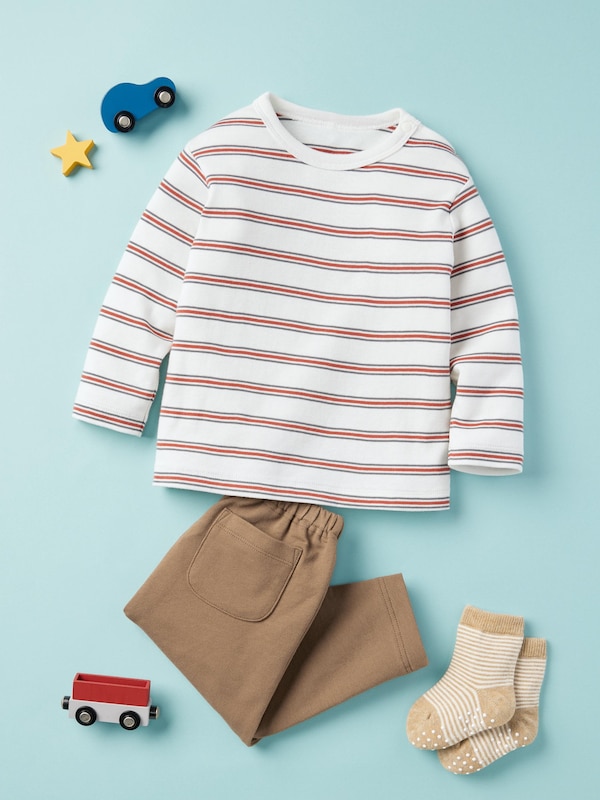 Crew Neck T-Shirt | Long Sleeve | Stripe