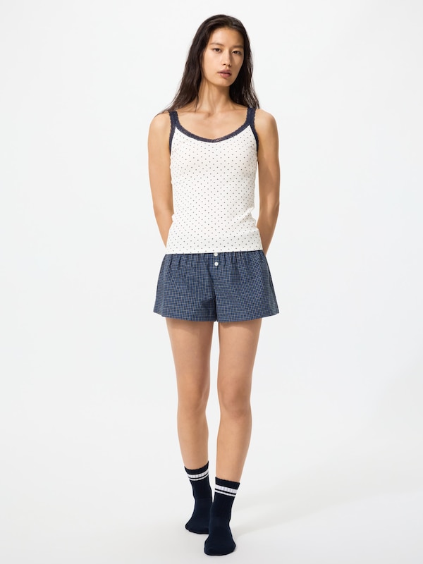 Ribbed Lace V Neck Camisole | Print