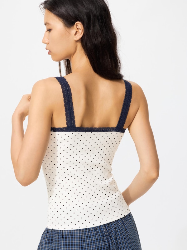 Ribbed Lace V Neck Camisole | Print