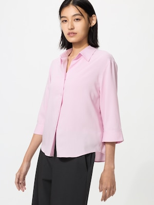 Rayon Skipper Collar Blouse | 3/4 Sleeve