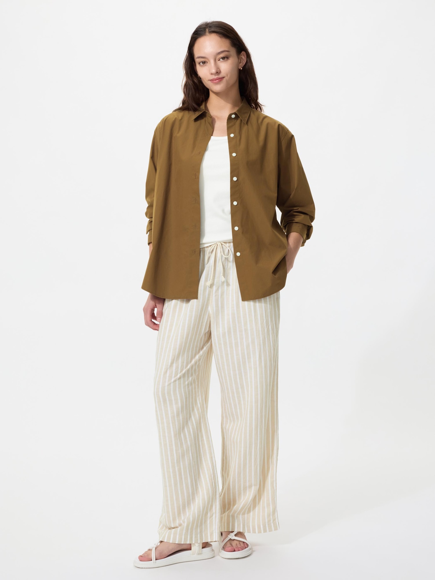 Linen Blend Easy Pants | Stripe