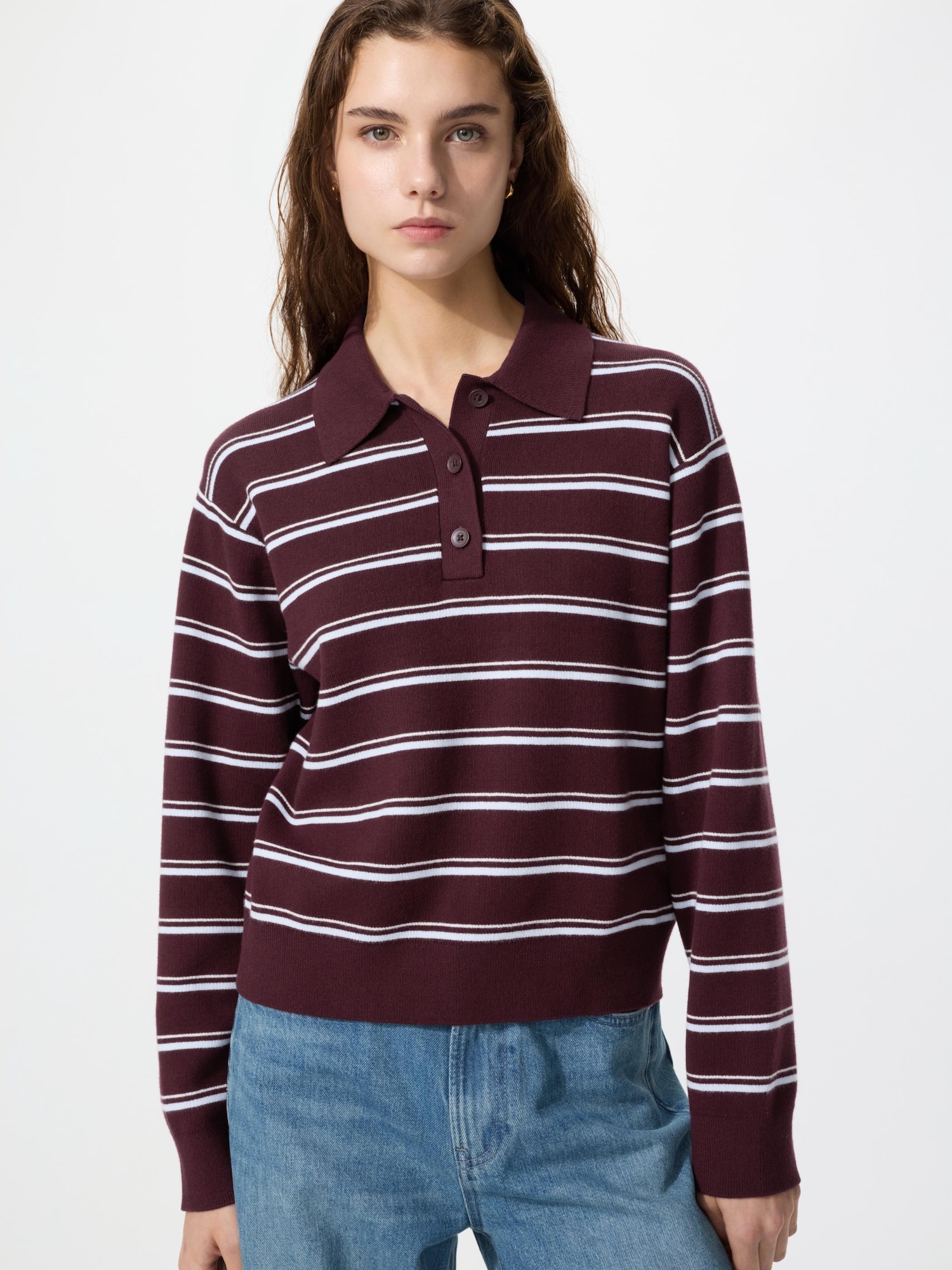 Smooth Cotton Polo Sweater | Stripe
