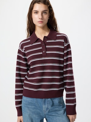Smooth Cotton Polo Sweater | Stripe
