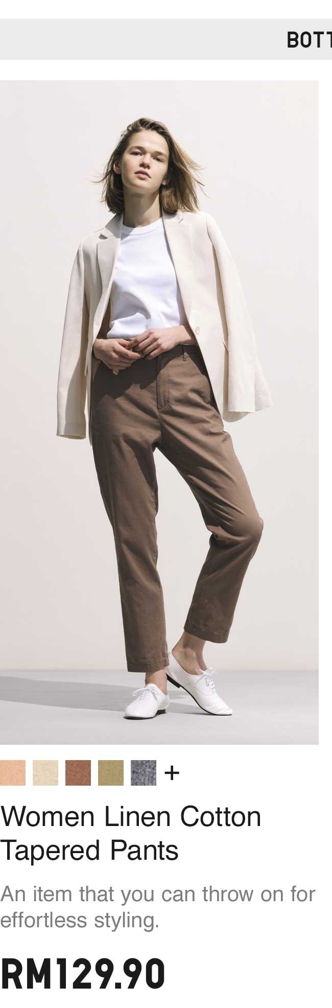 WOMEN LINEN COTTON TAPERED PANTS